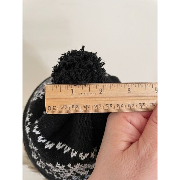Snowflake Knit Kids Beanie With Pom Pom Fully Lined - Picture 7 of 10